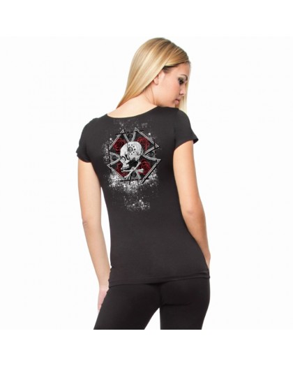 AEA Woman's Top Lorca  Cross Patch Solid Black 2