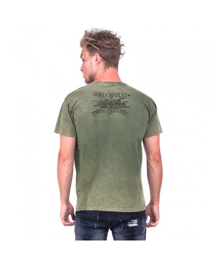 AEA Man's T-shirts   Grunge flag Retro Stone Army green 2