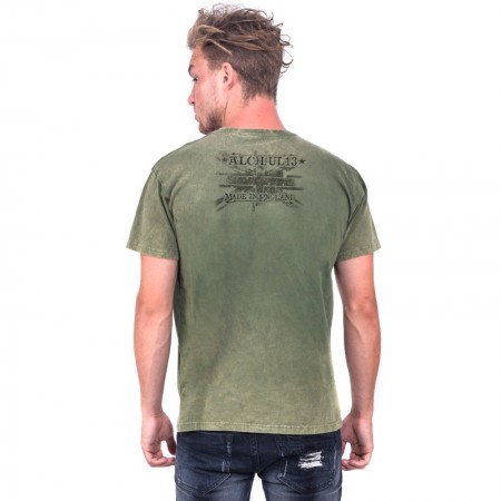 AEA Man's T-shirts   Grunge flag Retro Stone Army green