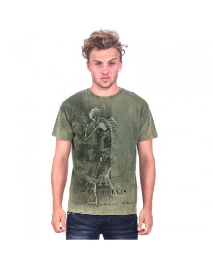 AEA Man's T-shirts   Grunge flag Retro Stone Army green