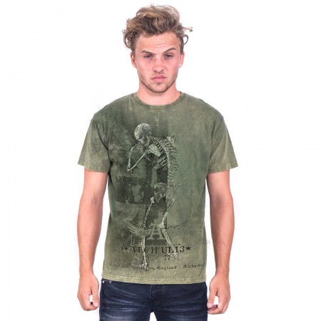 AEA Man's T-shirts   Grunge flag Retro Stone Army green