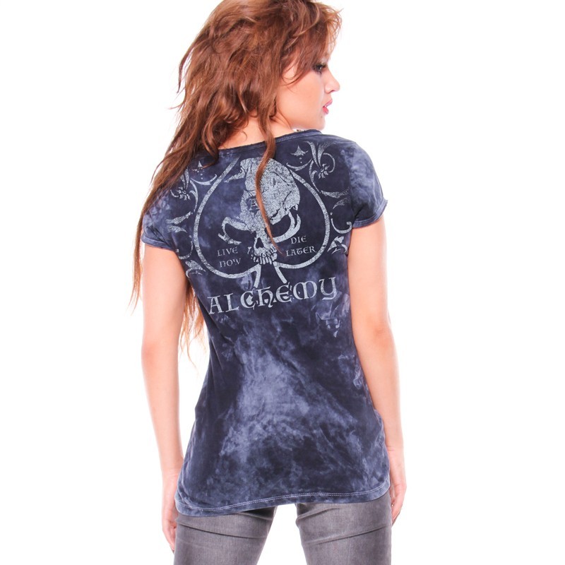 AEA Woman's Top Sasha  Deco Skull  Navy Stucco AEA Woman's Top Sasha  Deco Skull  Navy Stucco