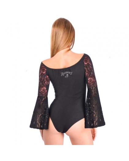 AEA Woman's body suit Brigitte "Roses" Soild Black 2