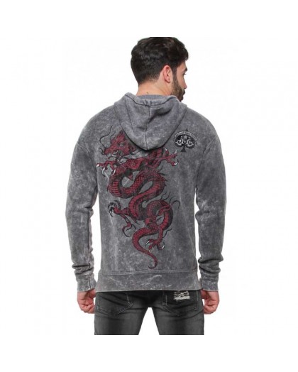 AEA Man Hoodie "Crounching Dragon” Vintage Super Marlite Black 2