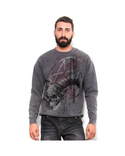 AEA Man Sweat-shirt  “Samhain Skull" Marlite grey