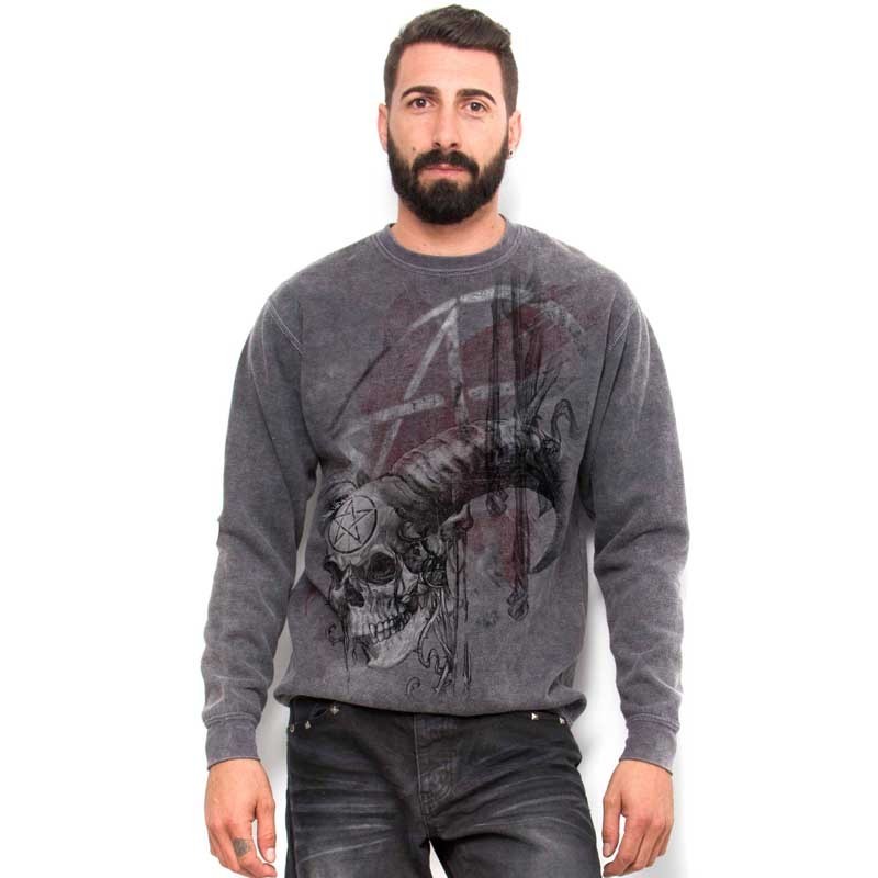 AEA Man Sweat-shirt  “Samhain Skull" Marlite grey