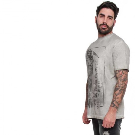 AEA Man t-shirt  “Stone Reaper" Oil Dye Bright Grey