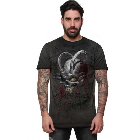 AEA Man t-shirt  “The Hornde One" Oil Dye Anthracite