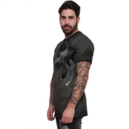 AEA Man t-shirt  “Berserker Skull" Oil Dye Anthracite