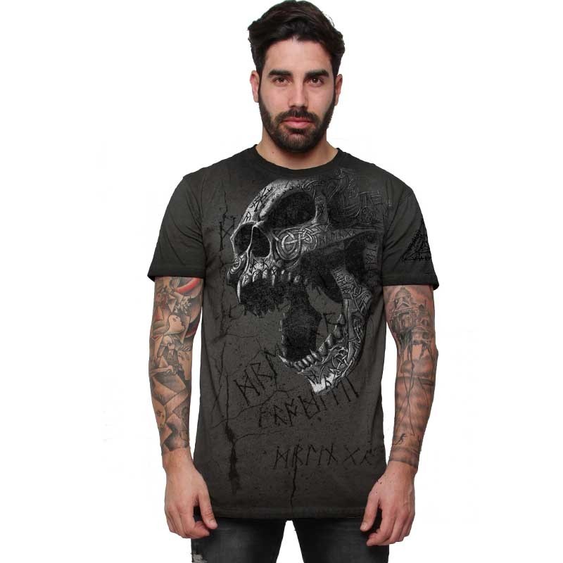 AEA Man t-shirt  “Berserker Skull" Oil Dye Anthracite