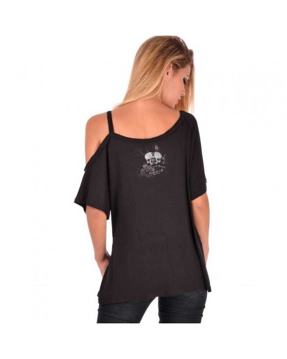 AEA Woman's Asymmetrical Top Nicole  Vie on Mort Solid Black 2