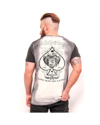AEA Man's T-shirts   Skull Label CS15 Washed Black/White 2