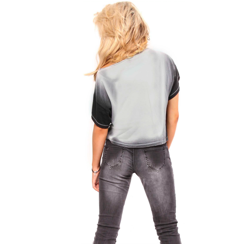 OV Woman's Top 90's  Punk Heart CS15 Persil Grey - Black OV Woman's Top 90's  Punk Heart CS15 Persil Grey - Black