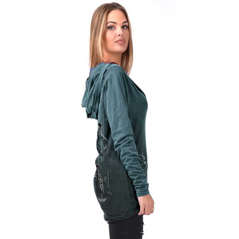 AEA Woman's Hooded Top Deva  The Garden Rose Calipo Turquoise AEA Woman's Hooded Top Deva  The Garden Rose Calipo Turquoise