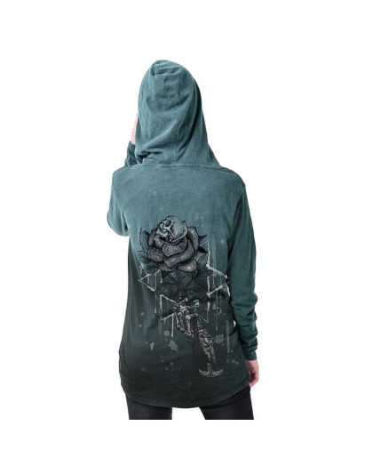AEA Woman's Hooded Top Deva  The Garden Rose Calipo Turquoise 2