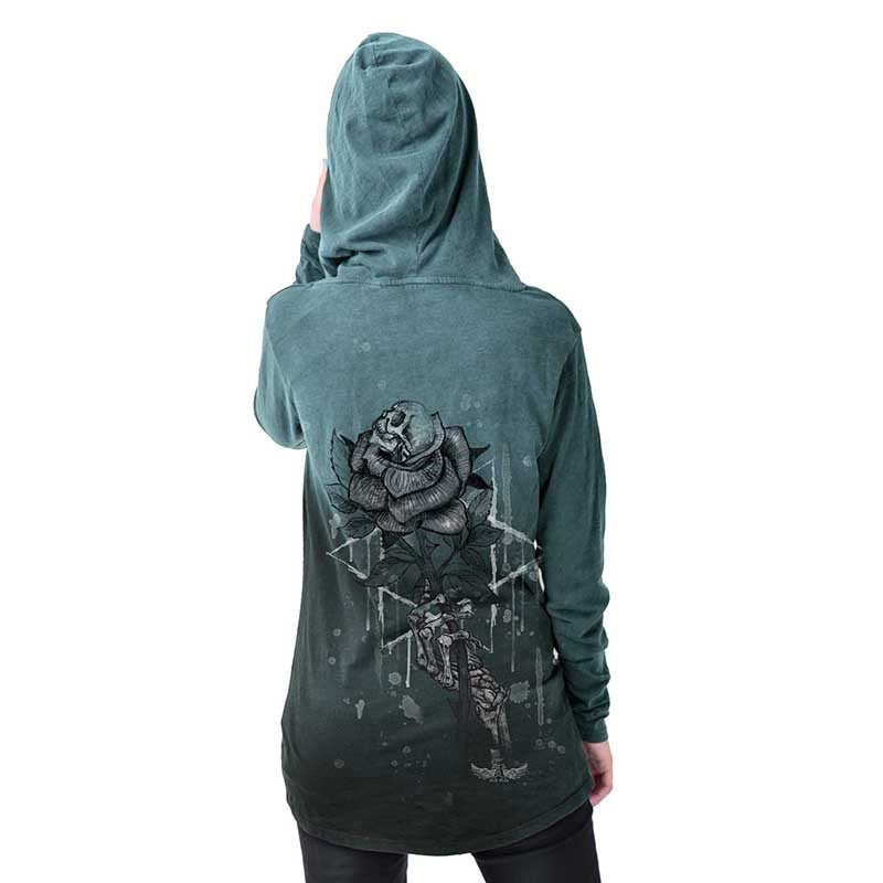 AEA Woman's Hooded Top Deva  The Garden Rose Calipo Turquoise AEA Woman's Hooded Top Deva  The Garden Rose Calipo Turquoise