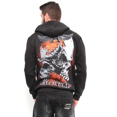 AEA Men’s Zipped Hoodie “ Skulls” solid black