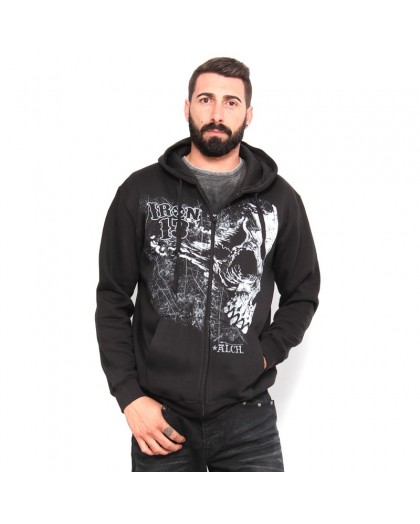 AEA Men’s Zipped Hoodie “ Skulls” solid black