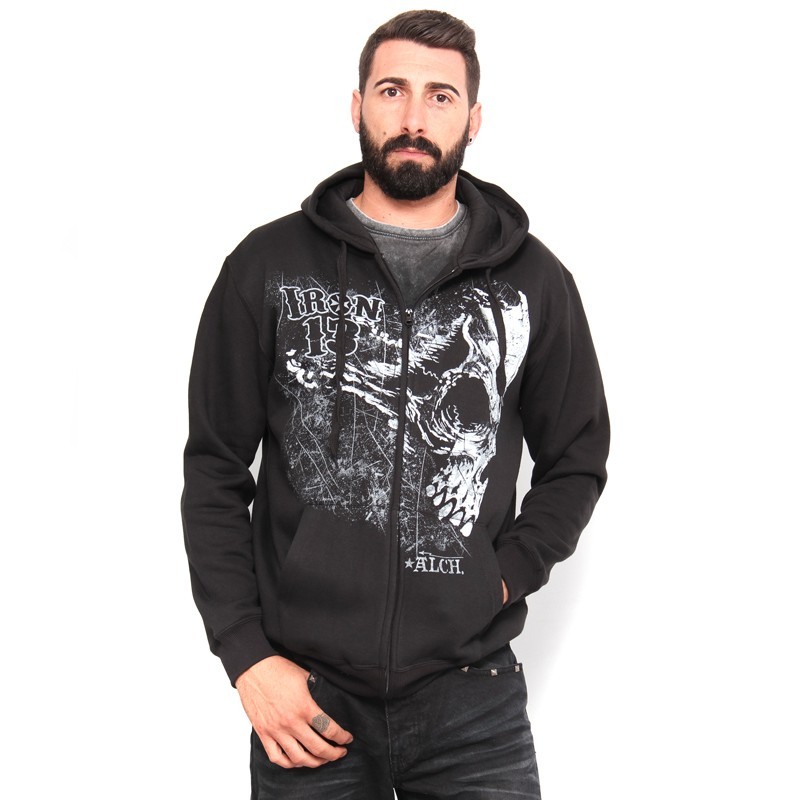 AEA Men’s Zipped Hoodie “ Skulls” solid black