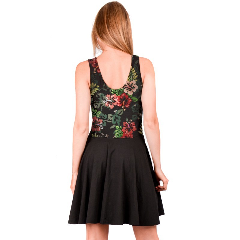 OV Woman's reversible dress Viana  hibiscus  Solid Black OV Woman's reversible dress Viana  hibiscus  Solid Black