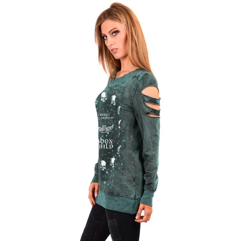 AEA Woman's Sweat-shirt Custom  Moon Child furious Blue AEA Woman's Sweat-shirt Custom  Moon Child furious Blue