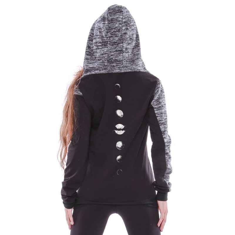 AEA Woman's Sweat-shirt Noda  The Moon Solid Black -Grey AEA Woman's Sweat-shirt Noda  The Moon Solid Black -Grey